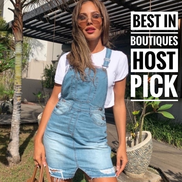 Do It In Denim Distressed Hem Pinafore Dress - Picture 6 of 11